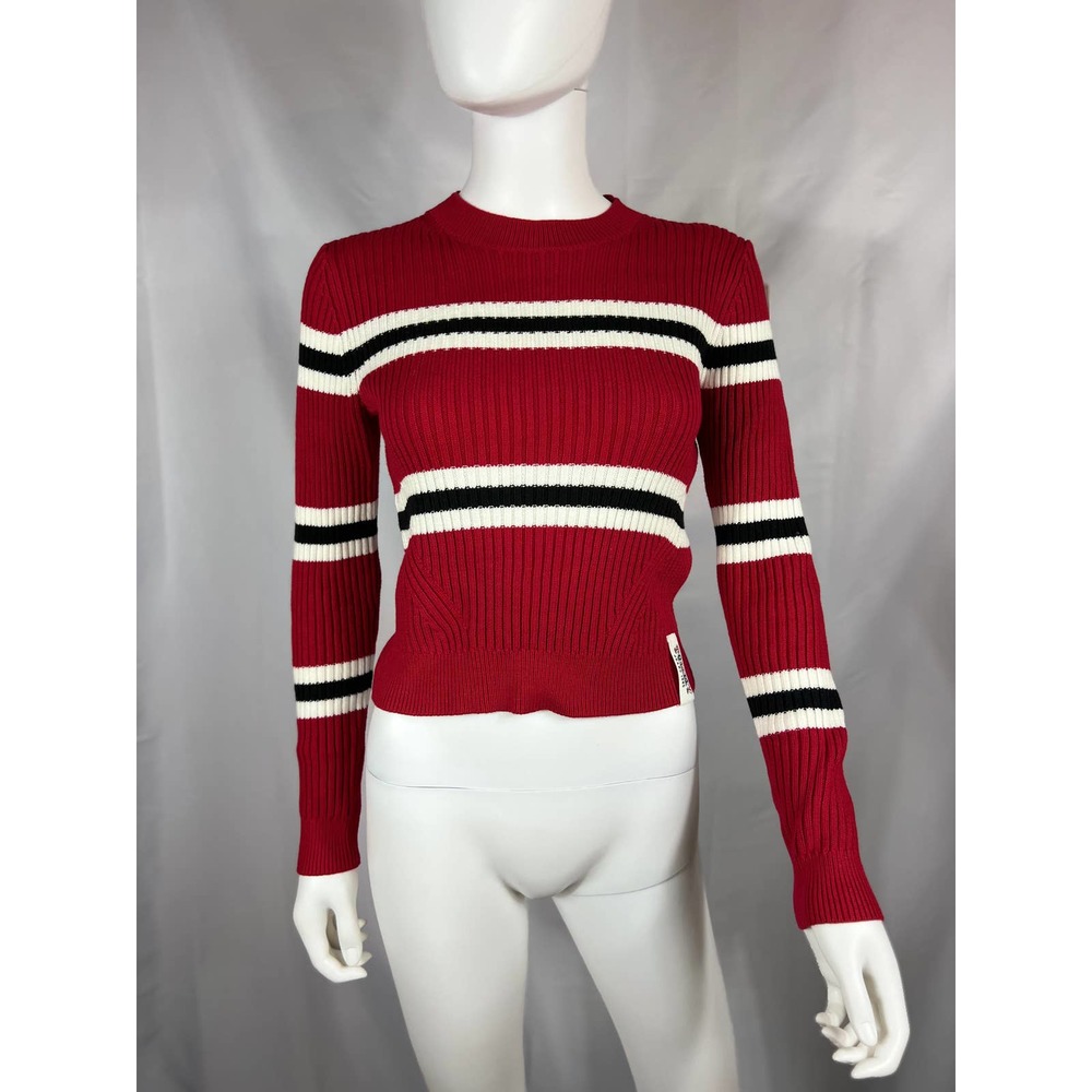 Y2K Red Ribbed Striped Sweater, NWT